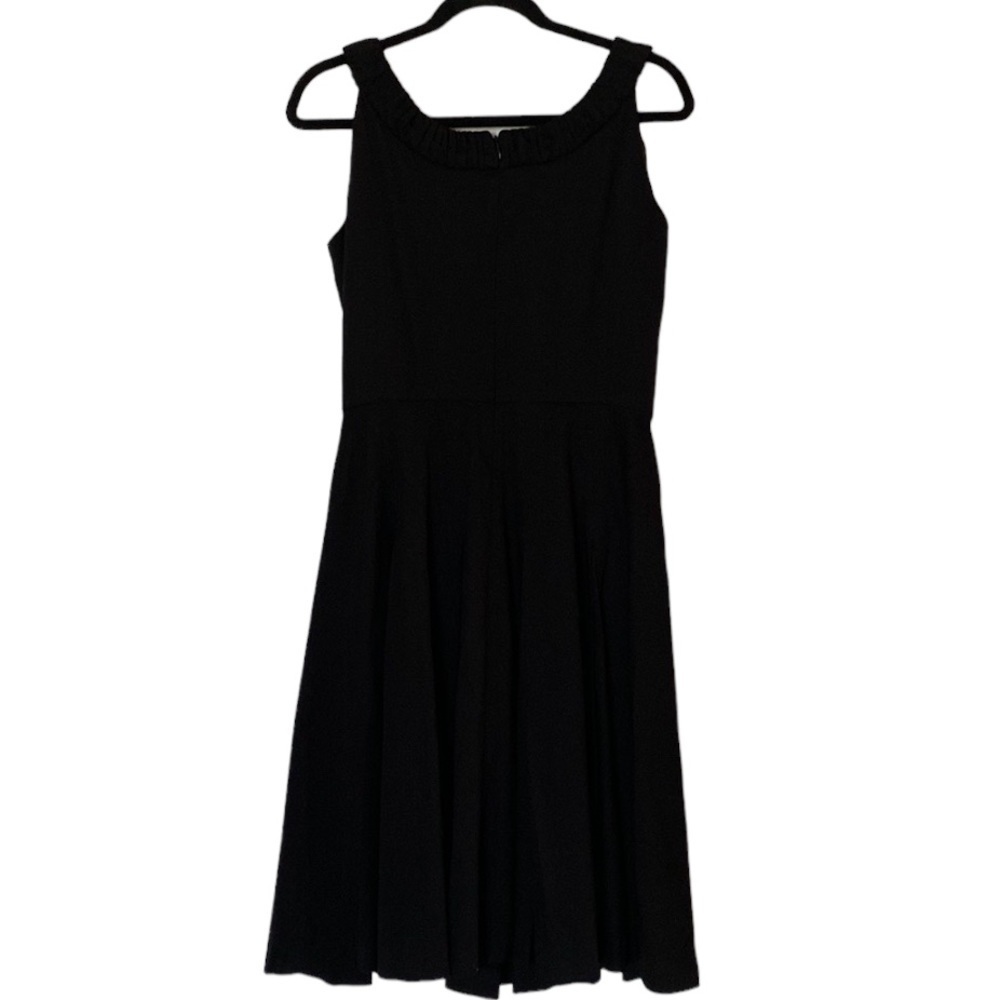 CALVIN KLEIN Black Dress Size 8 Lined Sleeveless A-Line Invisible Zip Pleated